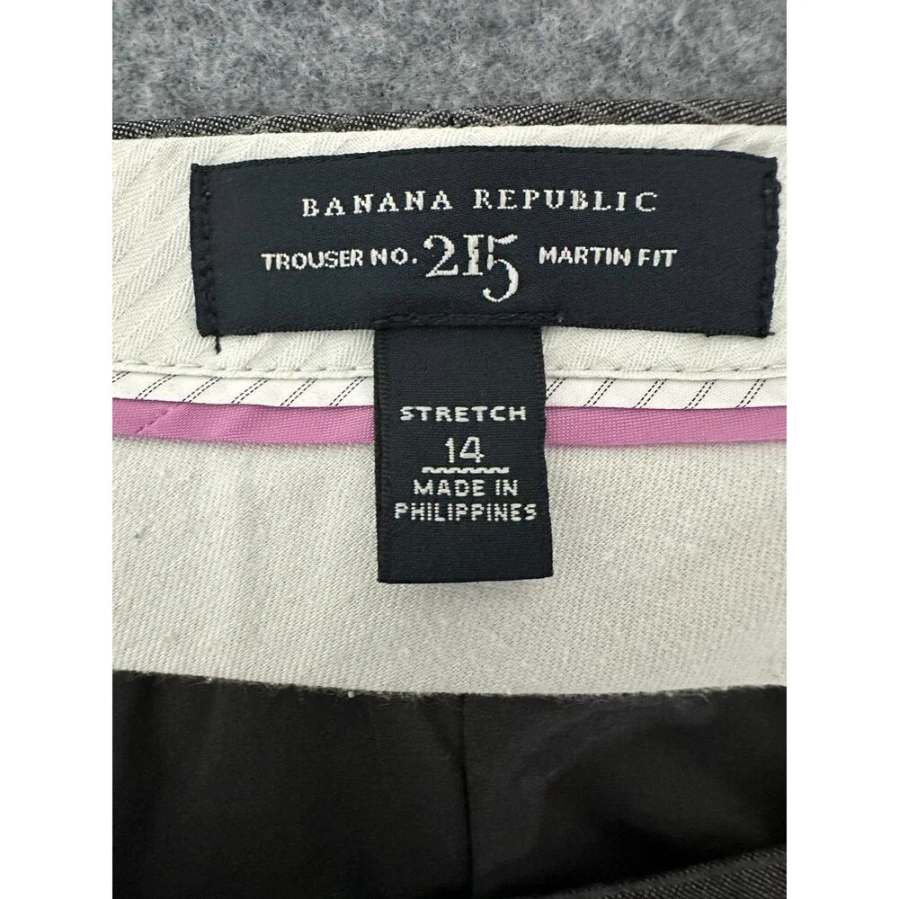 Banana Republic Martin Fit 215 Pinstripe Trousers 14 Gray Dress Pants Stretch - Picture 7 of 13